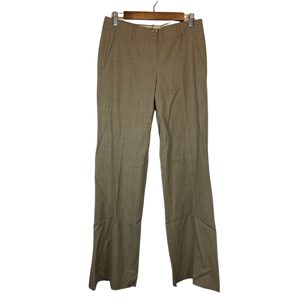 Theory Khaki Cotton Blend Wide Leg Trousers Size Woman's US 4